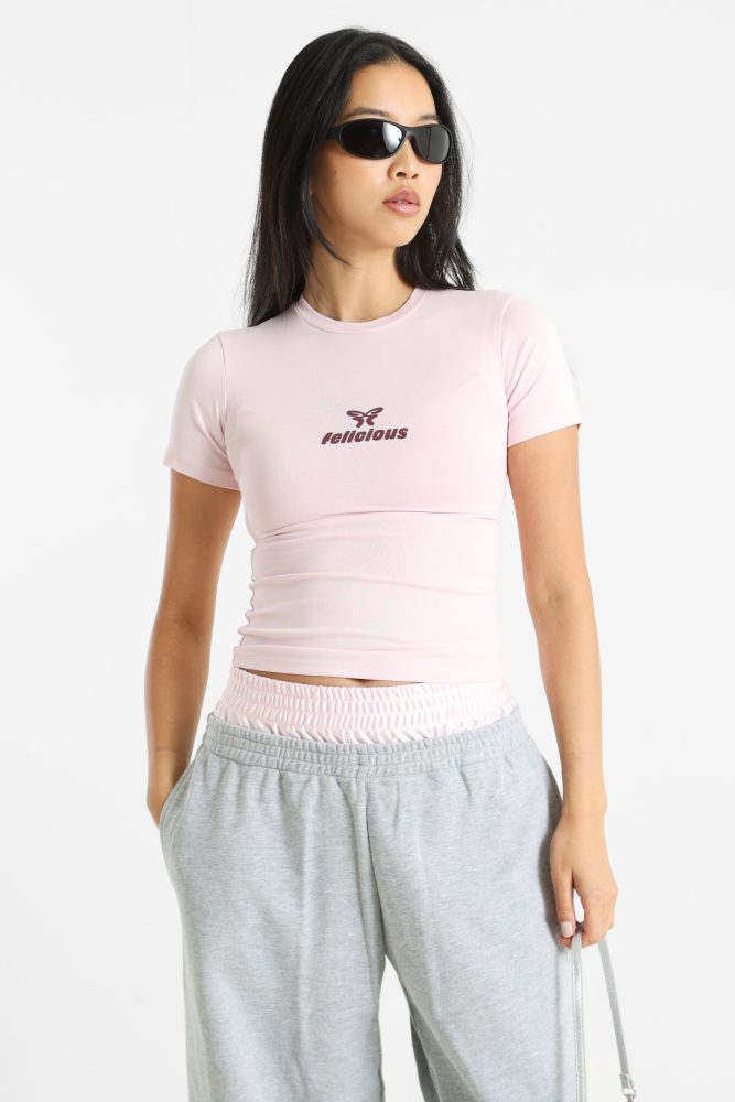 Felicious Crop T-Shirt - Light Pink M Damen