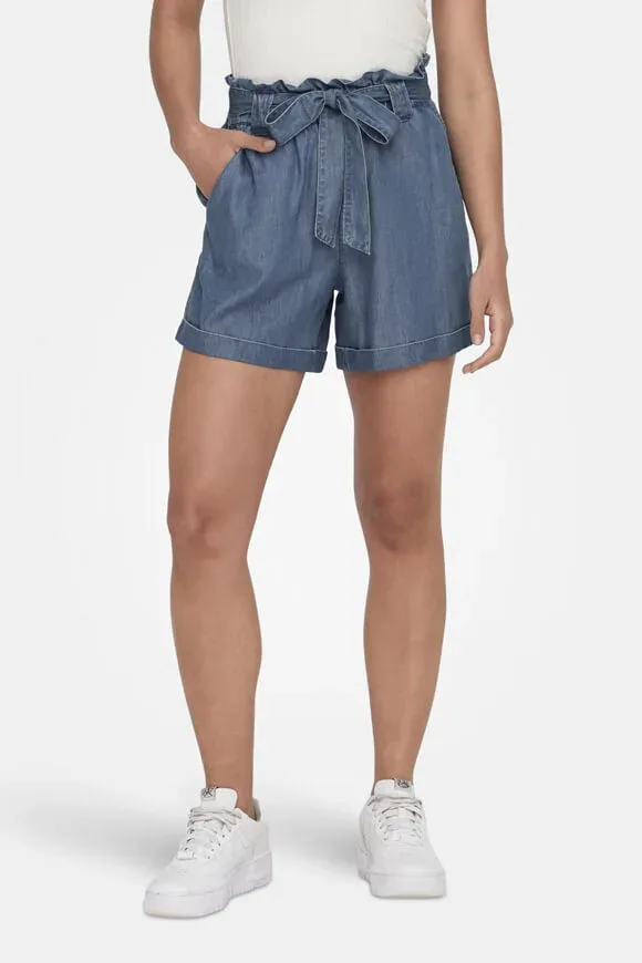 Only Bea Smilla Paperbag-Shorts - Medium Blue Denim XS Damen