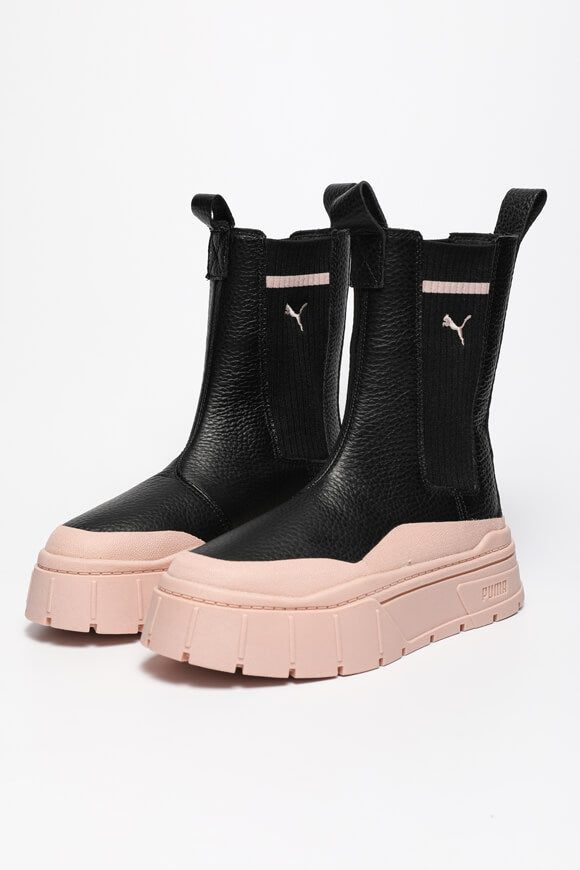 Puma Mayze Stack Plateau Chelsea Stiefelette - Black + Rose Quartz EU37 Damen