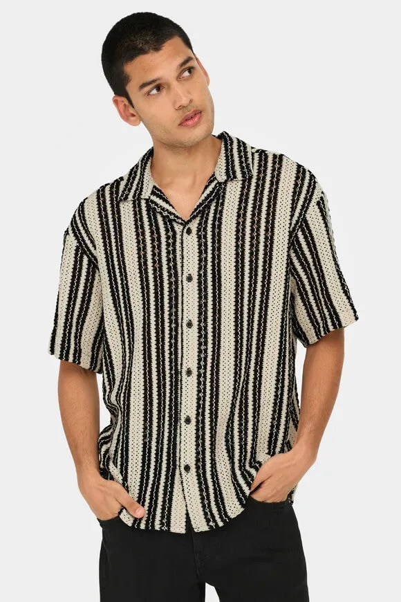 Only & Sons ONSDANI Häkelhemd - Cloud Dancer + Black M Herren