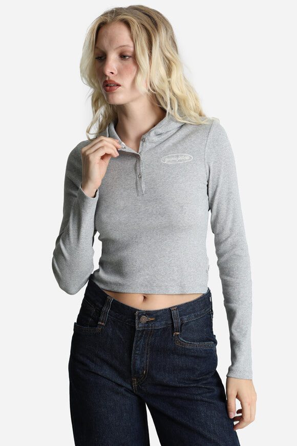 Guess Jeans Geripptes Crop Langarmshirt - Light Grey S Damen