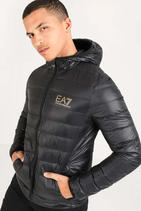 EA7 Emporio Armani Leichte Puffer Daunenjacke - Black + Gold S Herren