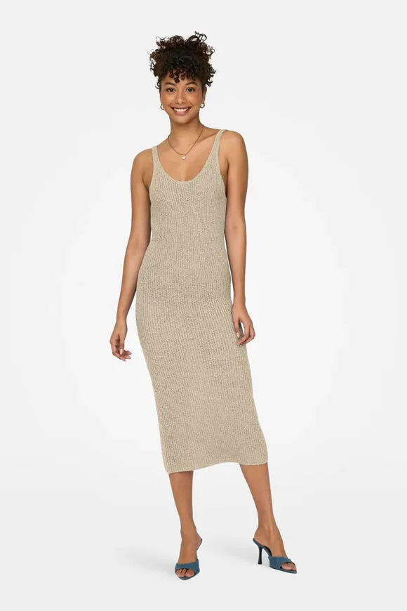 Only Sunny Strick-Midikleid - Brown Rice M Damen