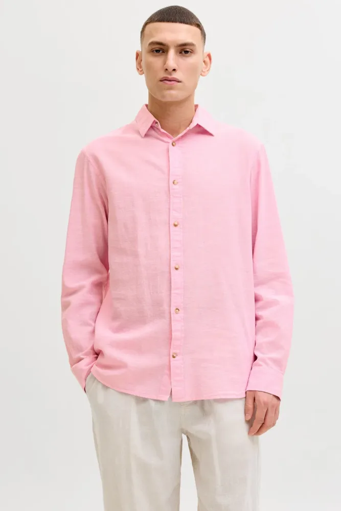 Jack & Jones JJESUMMER Leinenhemd - Prism Pink XS Herren