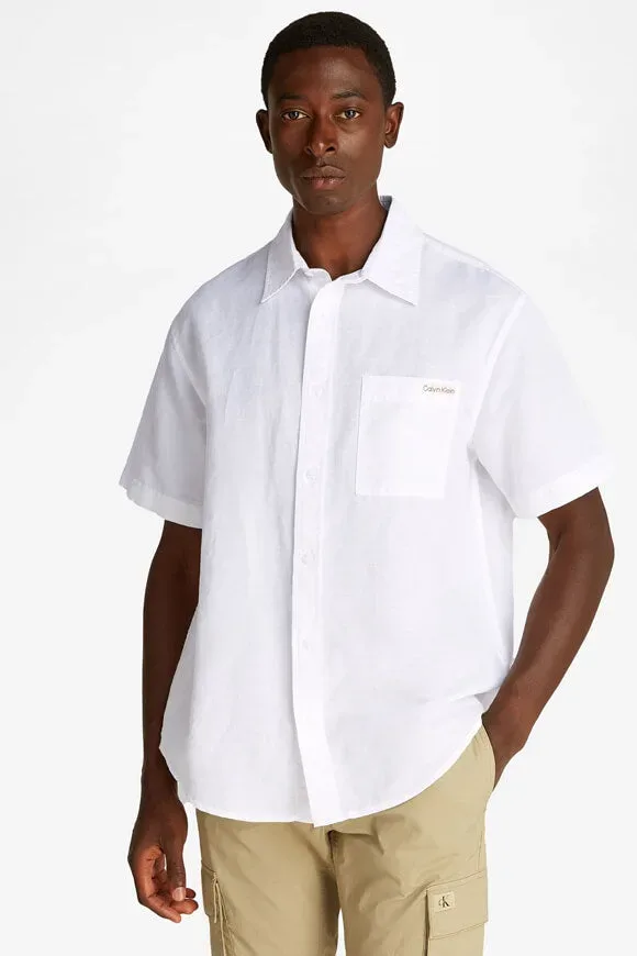 Calvin Klein Jeans Leinenhemd - Bright White M Herren