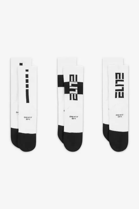 Nike Elite Dreierpack Socken - White + Black EU38-42 Kids