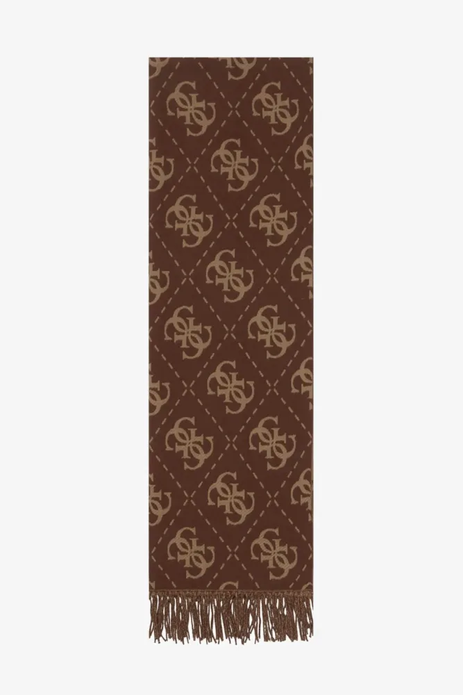 Guess - Gemusterter Schal, für Damen, Dunkelbraun, Größe Onesize