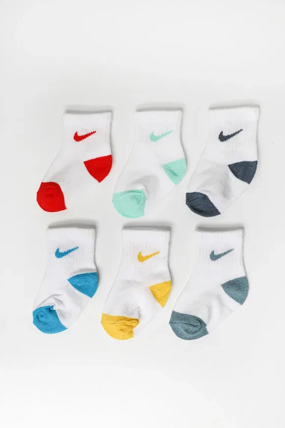 Nike Sechserpack Baby Socken - Weiss + Rot + Grün + Anthrazit + Blau + Gelb EU16-17