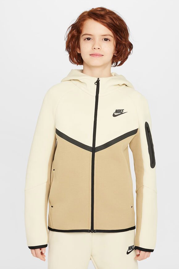 Nike Sportswear Tech Fleece Kapuzensweatjacke - Parachute Beige + Light Khaki L Kids