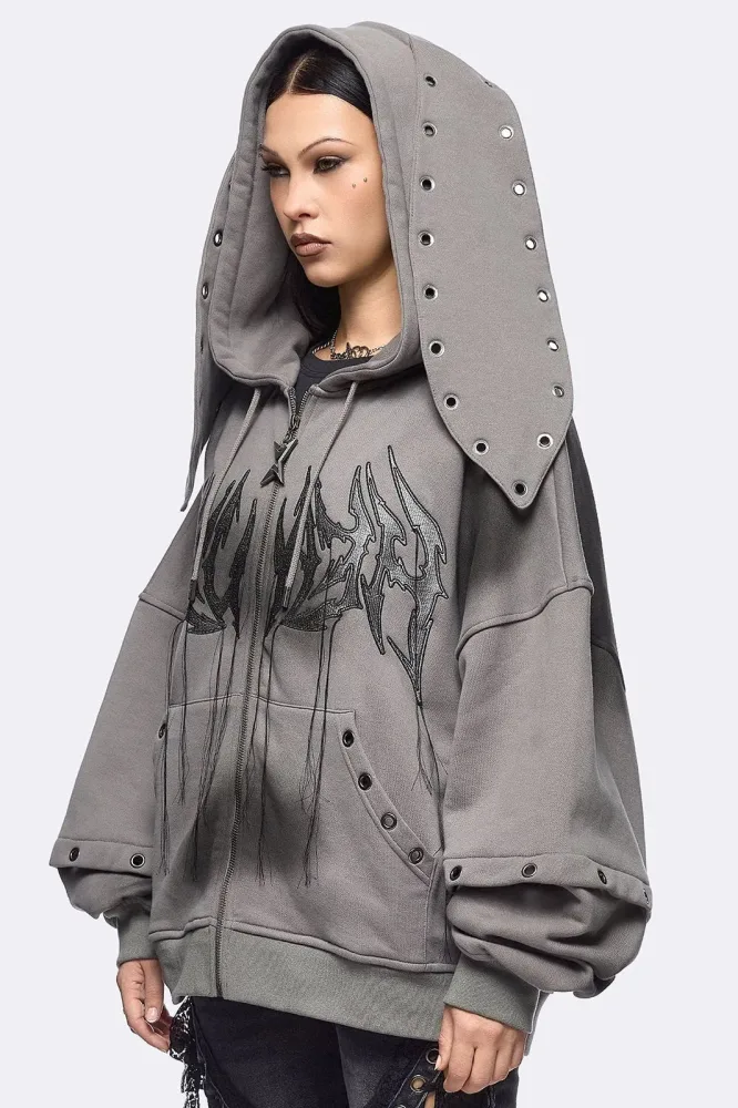 Minga London Heaven Oversize Kapuzensweatjacke - Grey L/XL Damen