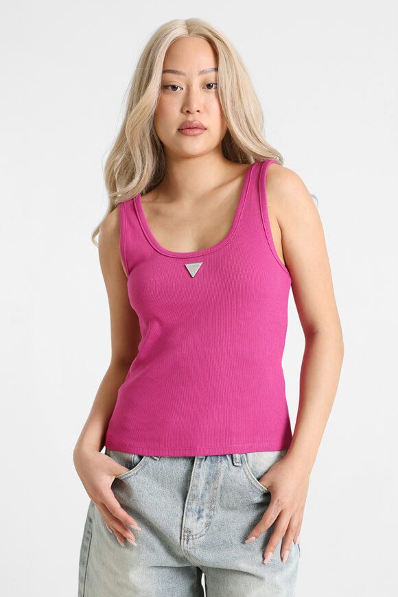 Guess Geripptes Tanktop - Purple Dragonfruit M Damen