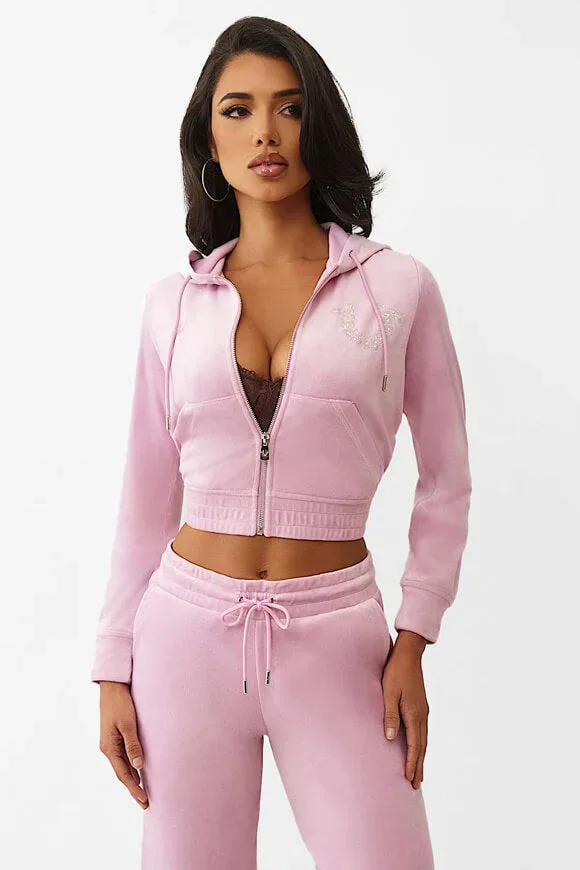 True Religion Samt Crop Jacke - Mauve Mist M Damen