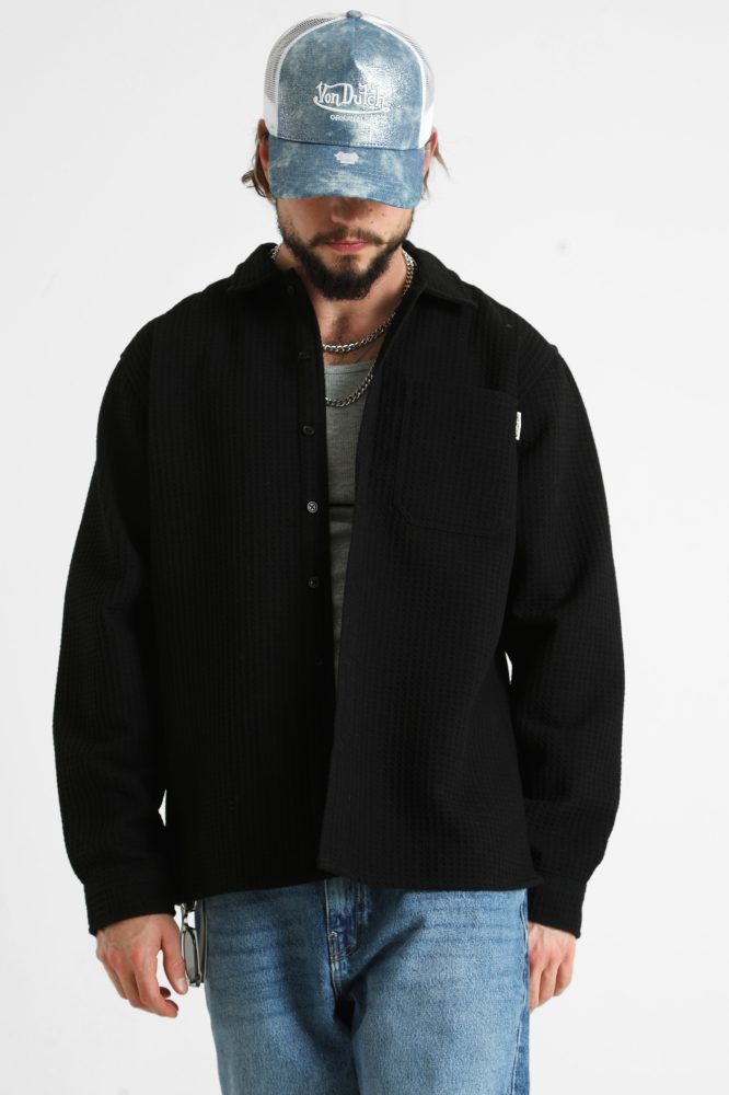 Redefined Rebel RRCHEN Overshirt aus Waffelstoff - Black M Herren
