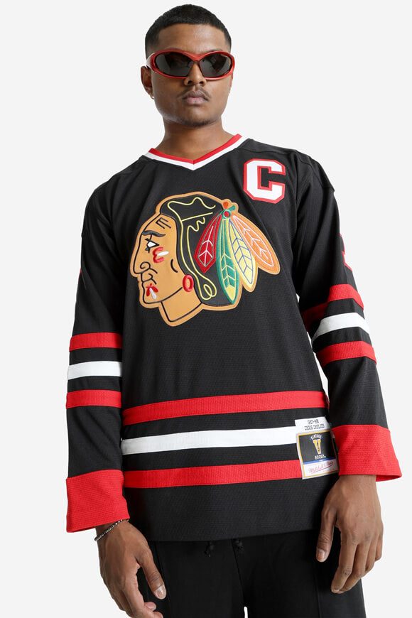 Mitchell & Ness Strukturiertes Langarmshirt - Black M Herren