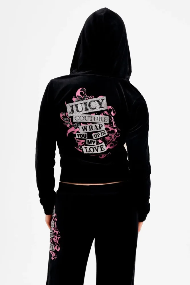 Juicy Couture Crop Samt Jacke - Black XS Damen