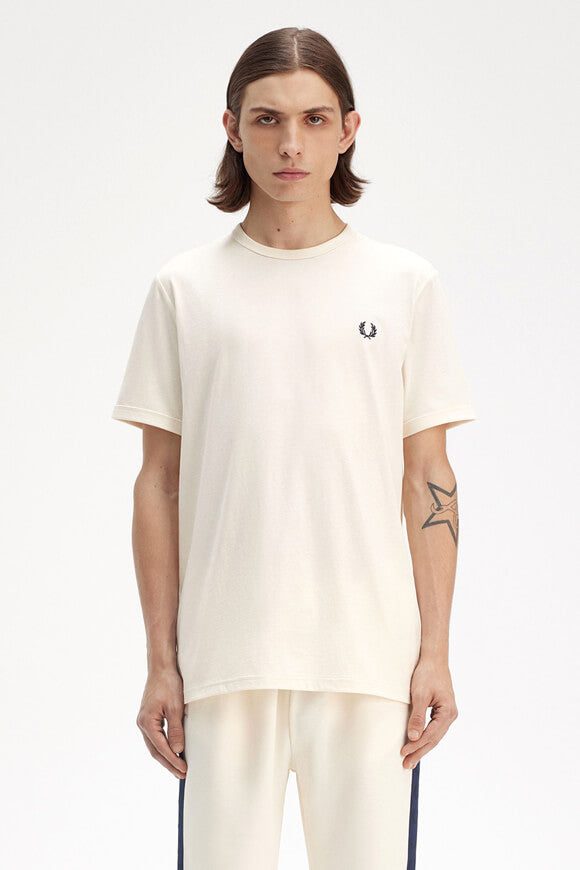 Fred Perry Ringer T-Shirt - Offwhite M Herren