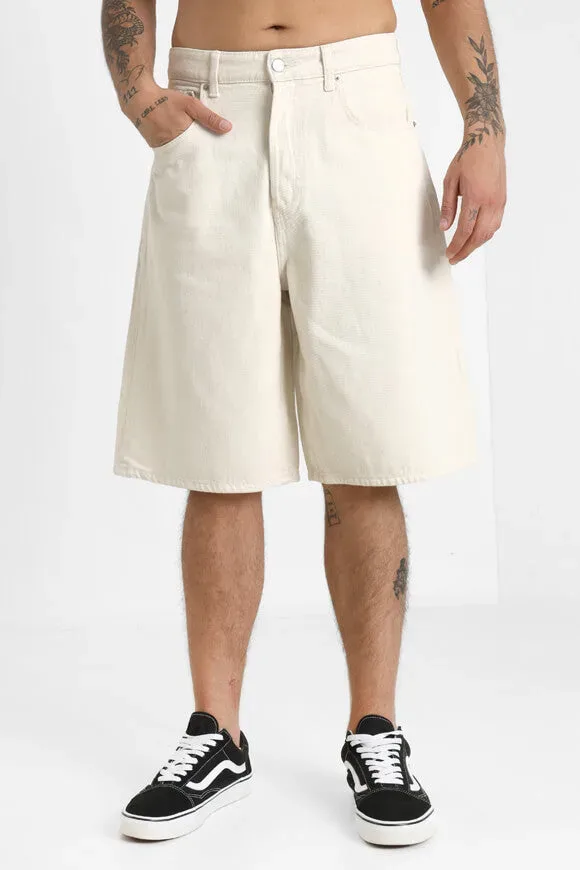 Only & Sons ONSCARL Balloon Fit Jeans Bermudashorts - Offwhite M Herren