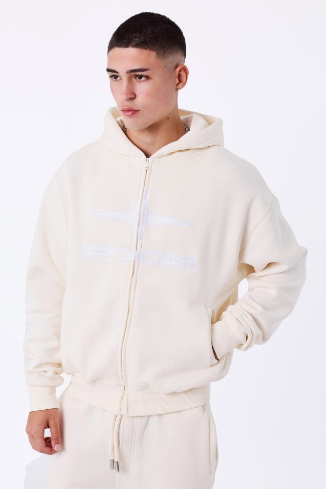 Project X Paris Kapuzensweatjacke - Light Beige M Herren
