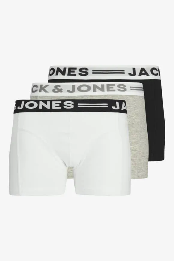 Jack & Jones Junior - Triopack, Boxershorts, 164, Grau Melange