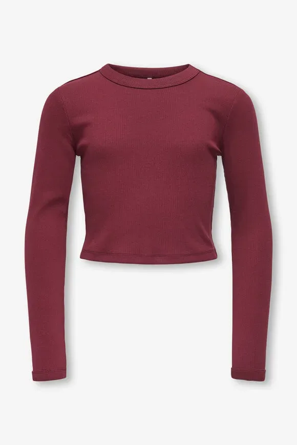Only KOGBINA Geripptes Langarmshirt - Cabernet 146-152 Kids