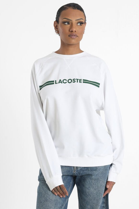 Lacoste Sweatshirt - White + Green XS Damen