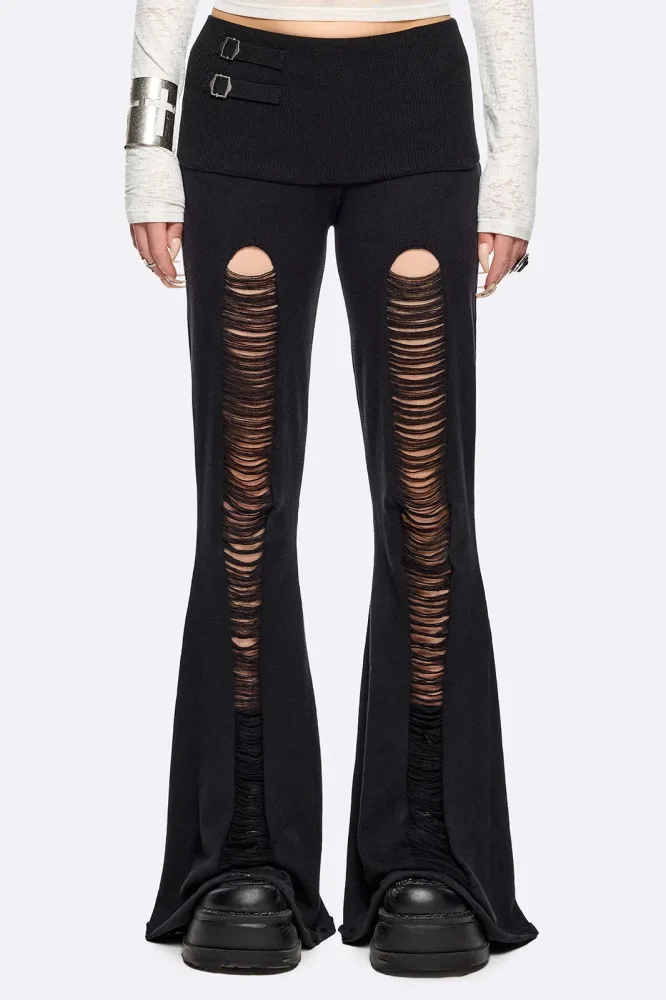 Minga London Broken Flare Strickhose - Black M Damen