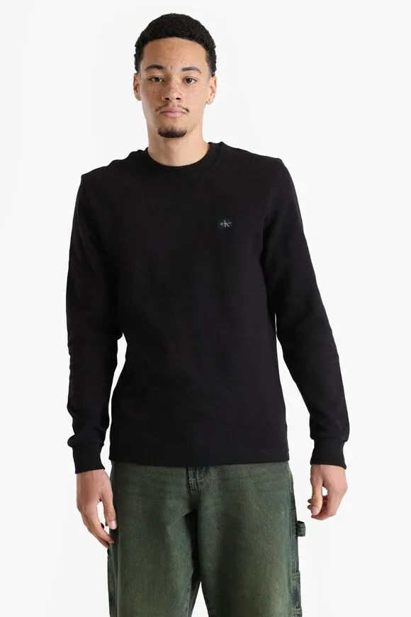 Calvin Klein Jeans Langarmshirt aus Waffelstoff - Black S Herren
