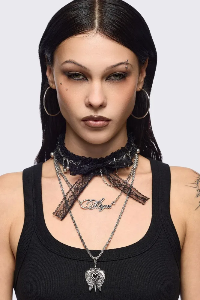 Minga London Sweet Sin Halsketten-Set - Oxidized Silver + Black Einheitsgroesse Damen