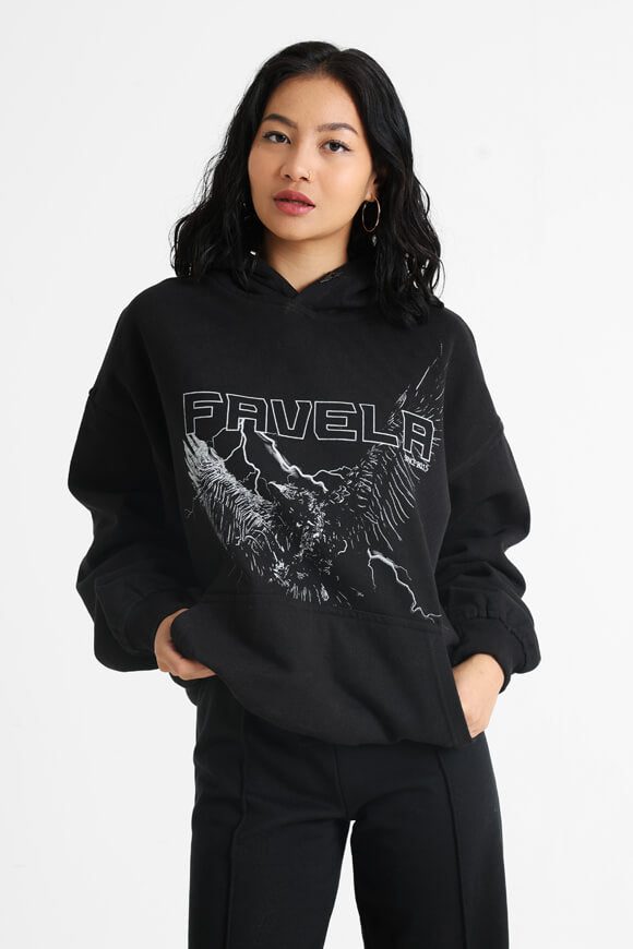 Favela Eagle Oversize Kapuzensweatshirt - Black S Damen
