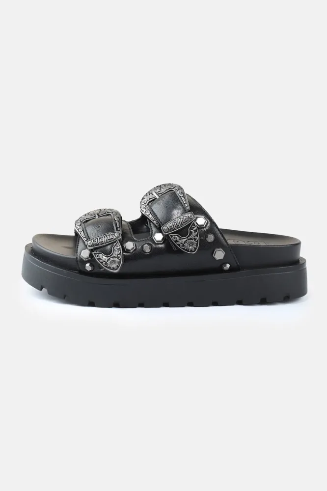 Buffalo Vegan Raya Ari West Plateau Pantoletten - Black EU36 Damen