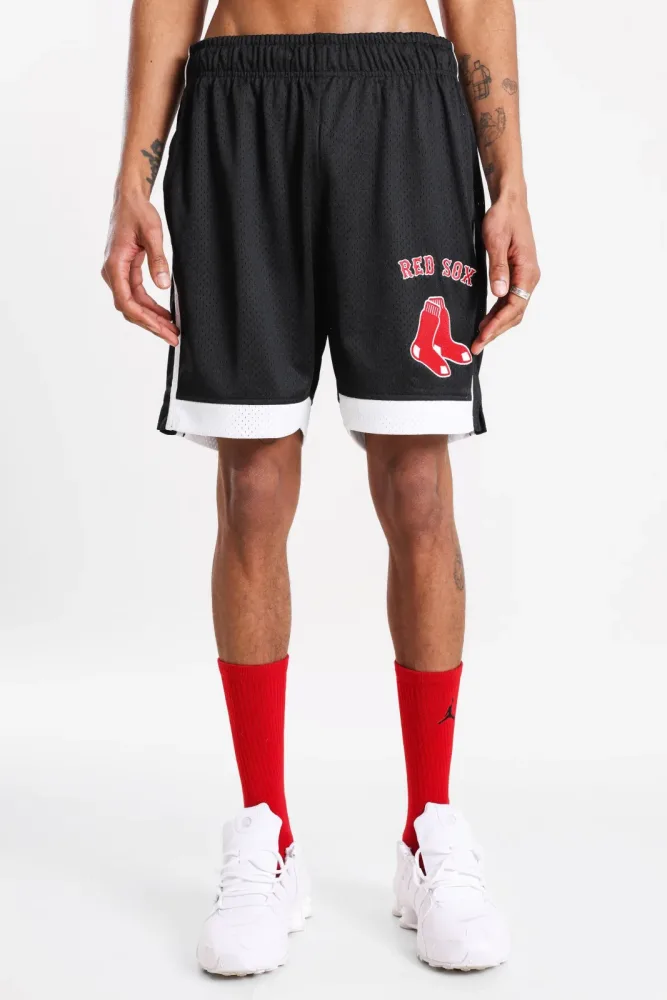 New Era Mesh Shorts - Black + White L Herren