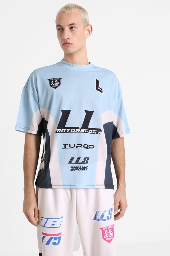 Lowlights Motocross Oversize T-Shirt - Sky Blue M Herren