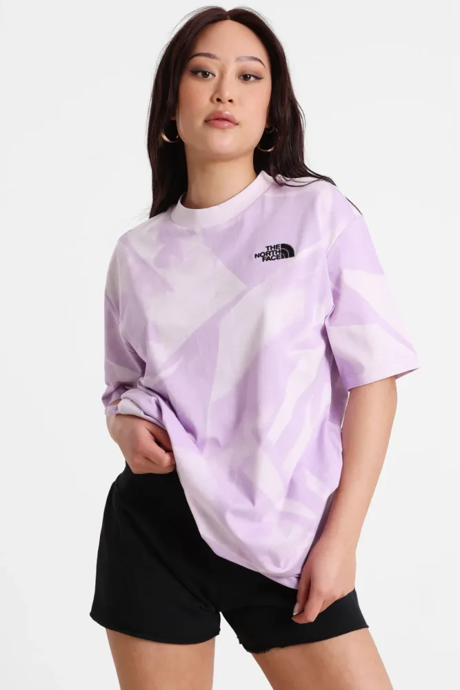 The North Face Oversize T-Shirt - Icy Lilac Garment Fold Print XS Damen