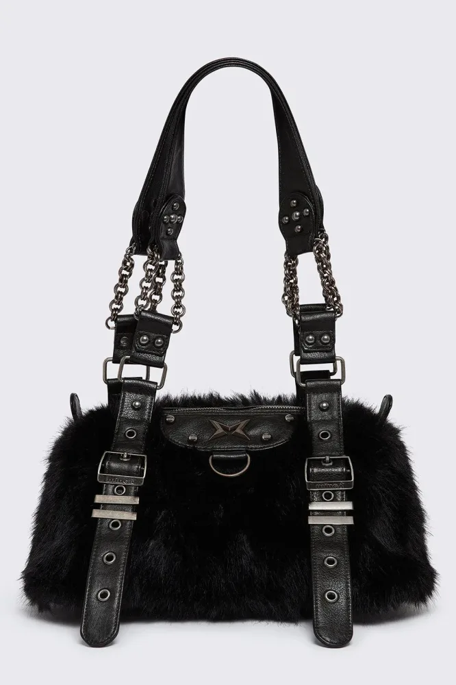 Minga London Gigi Kunstfell-Umhängetasche - Black Einheitsgroesse Damen