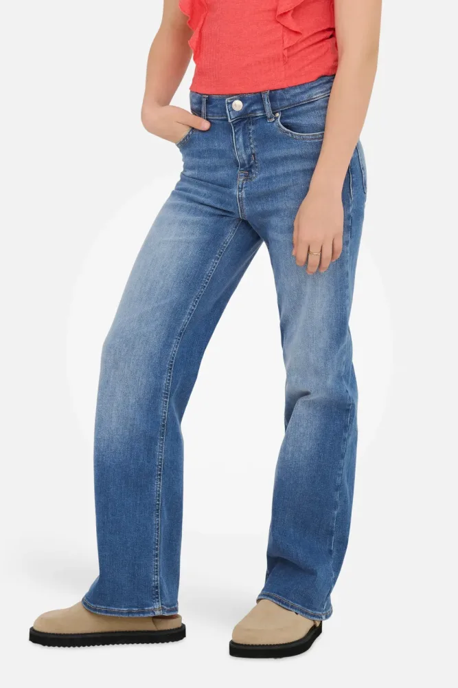 Only KOGMADISON Wide Leg Jeans - Medium Blue Denim 152 Kids