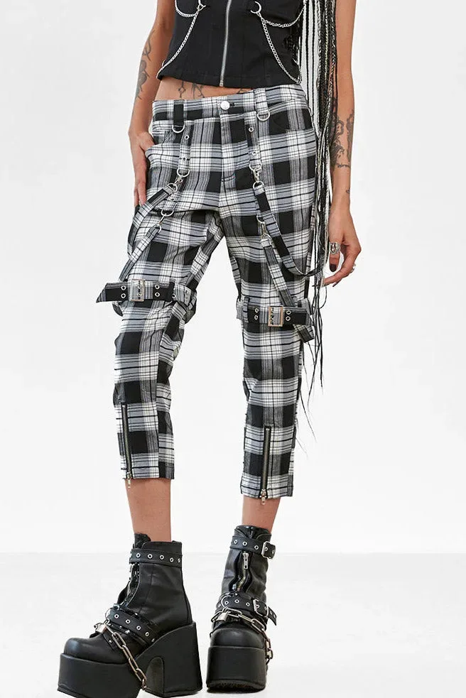 Banned Nocturne Buckle 3/4 Hose - Black + White M Damen