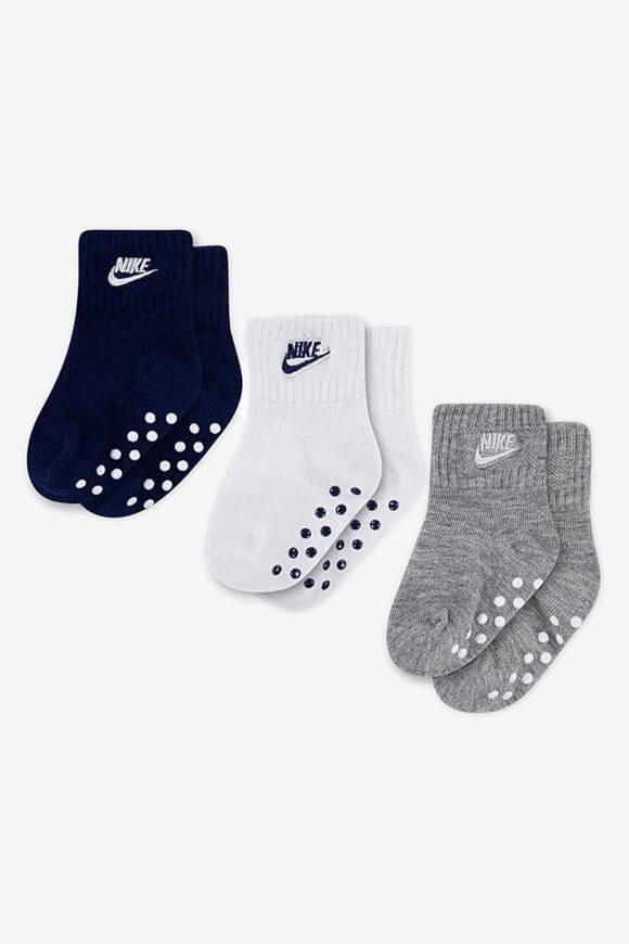 Nike Dreierpack Anti-Rutsch Kids Socken - Blue Void + Grey Heather + White EU18.5-23.5