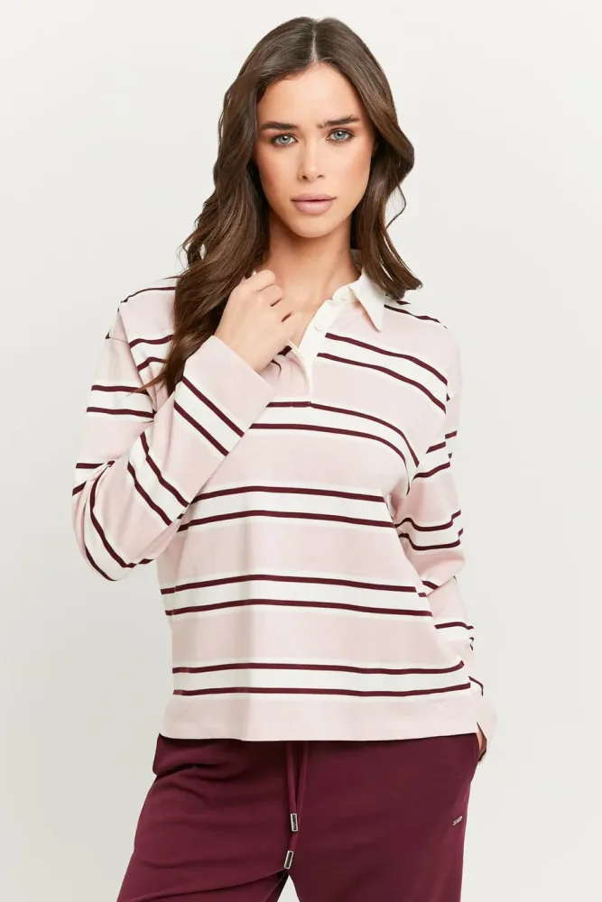 Tally Weijl Langarmshirt - Rose + Offwhite + Bordeaux M Damen