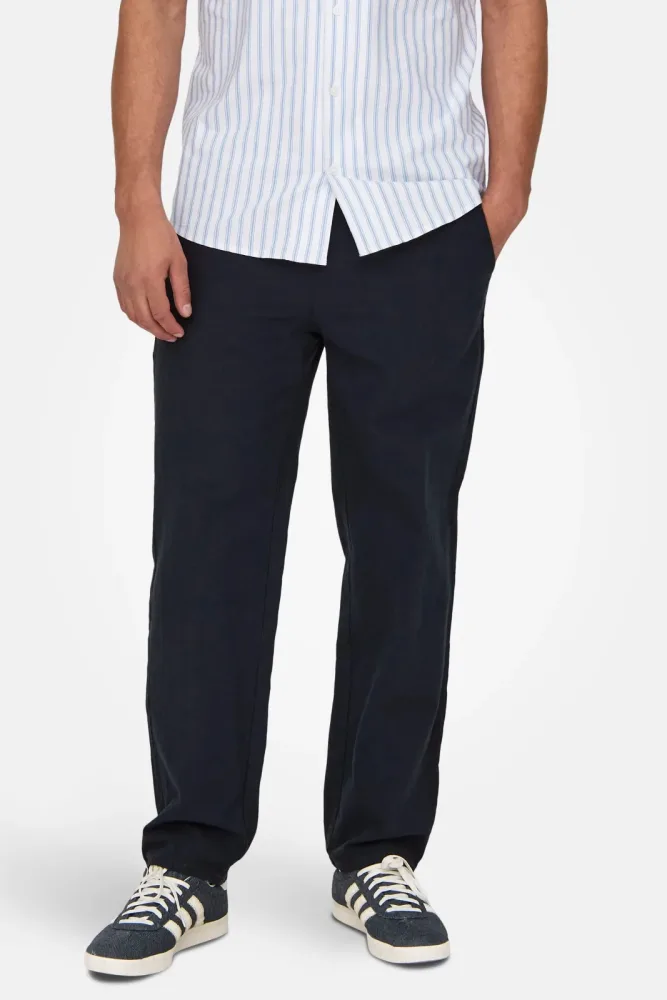 Only & Sons ONSSINUS Leinenhose - Dark Navy M Herren