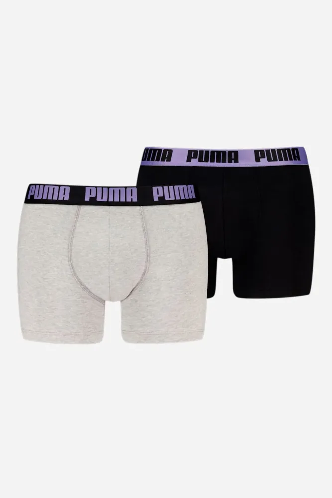 Puma Doppelpack Boxershorts - Grey + Black + Purple S Herren
