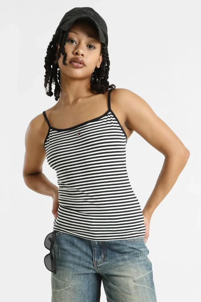 Tommy Jeans Trägertop - Black + White S Damen