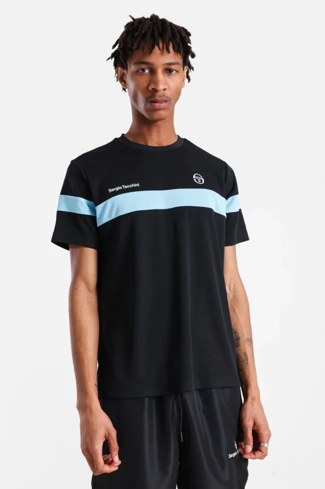 Sergio Tacchini Leone T-Shirt - Black + Baltic Sea L Herren