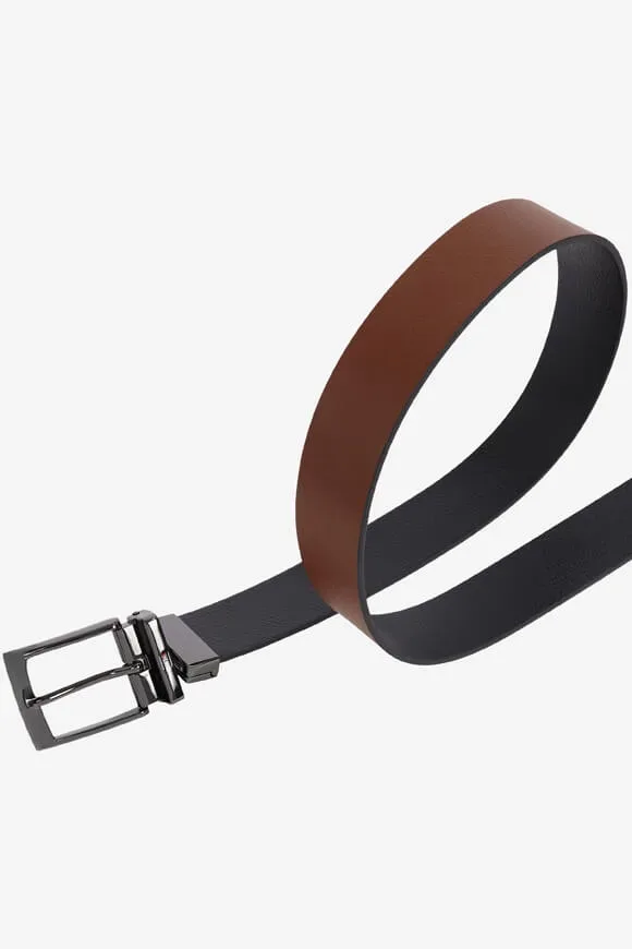 Tommy Jeans Adan Wendbarer Ledergürtel - Black + Coffee Bean 90 Herren