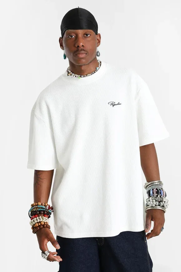 Pegador Geripptes Oversize T-Shirt - Washed Warm White L Herren