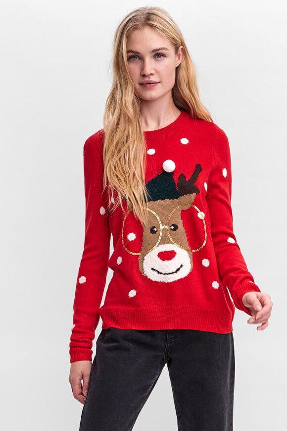 Vero Moda Weihnachtsstrickpullover - Chinese Red S Damen