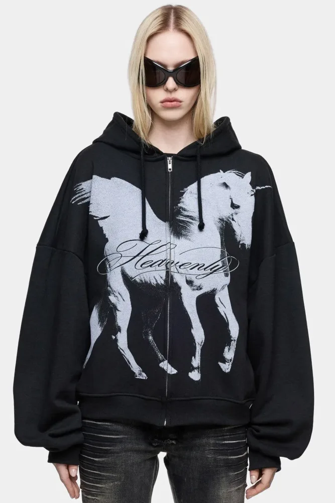Minga London Heavenly Alicorn Oversize Kapuzensweatjacke - Black S/M Damen