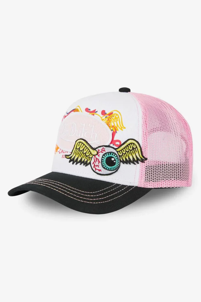 Von Dutch Trucker Cap / Snapback - Black + White + Rose Einheitsgroesse Damen