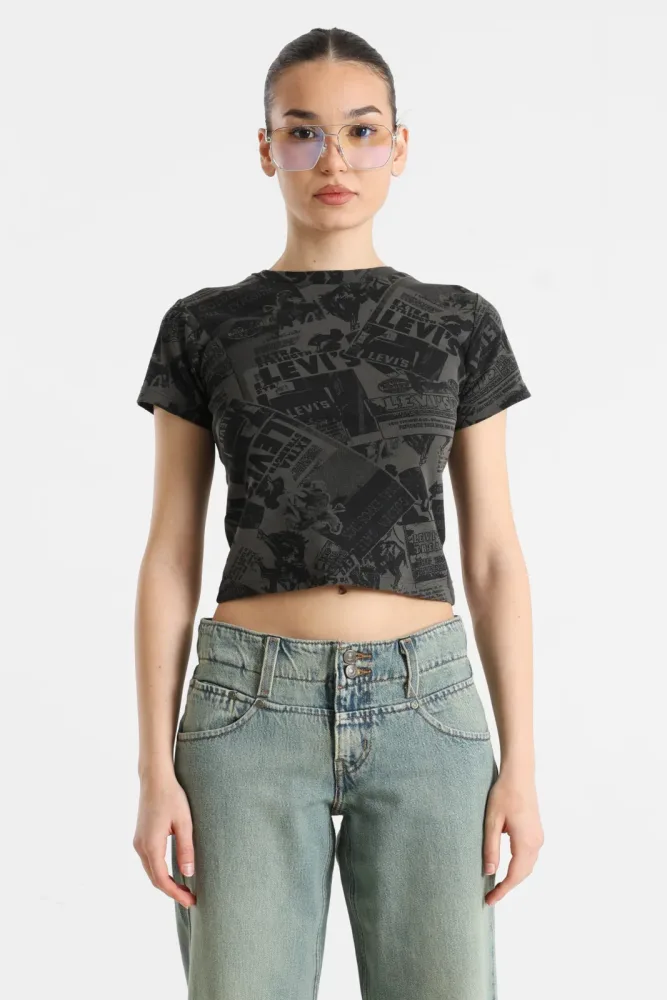 Levi's Crop T-Shirt - Anthracite + Black S Damen