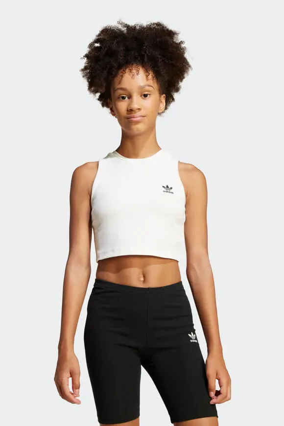 Adidas Originals Geripptes Crop Tanktop - Cloud White 152 Kids