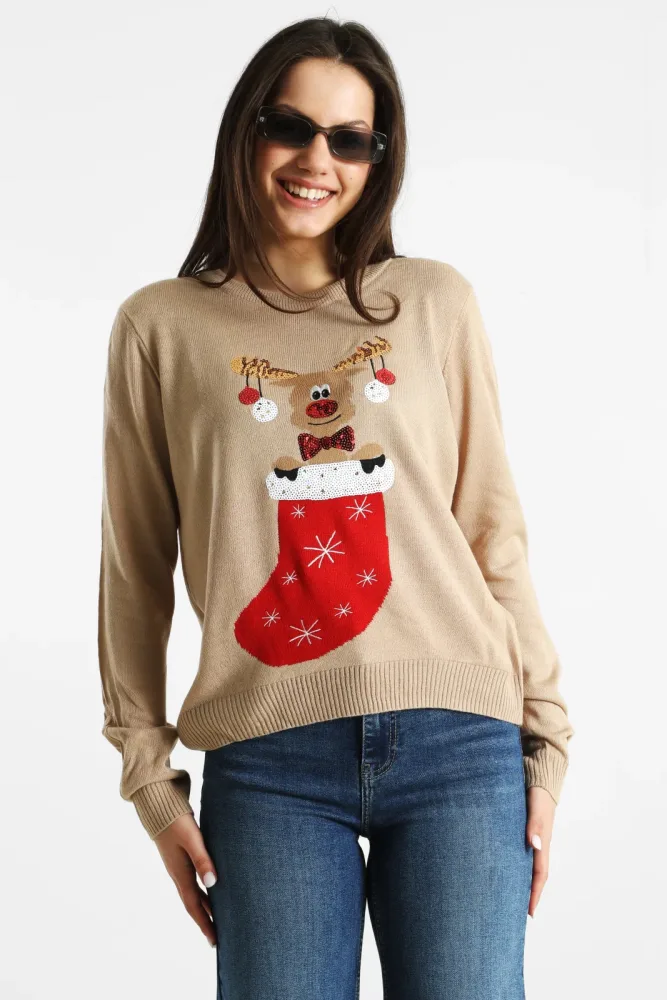 Only Weihnachtsstrickpullover - Humus M Damen